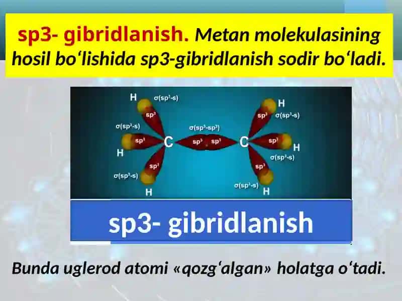 Organik birikmalar daug'leroda to'mining gibridlanishi 4