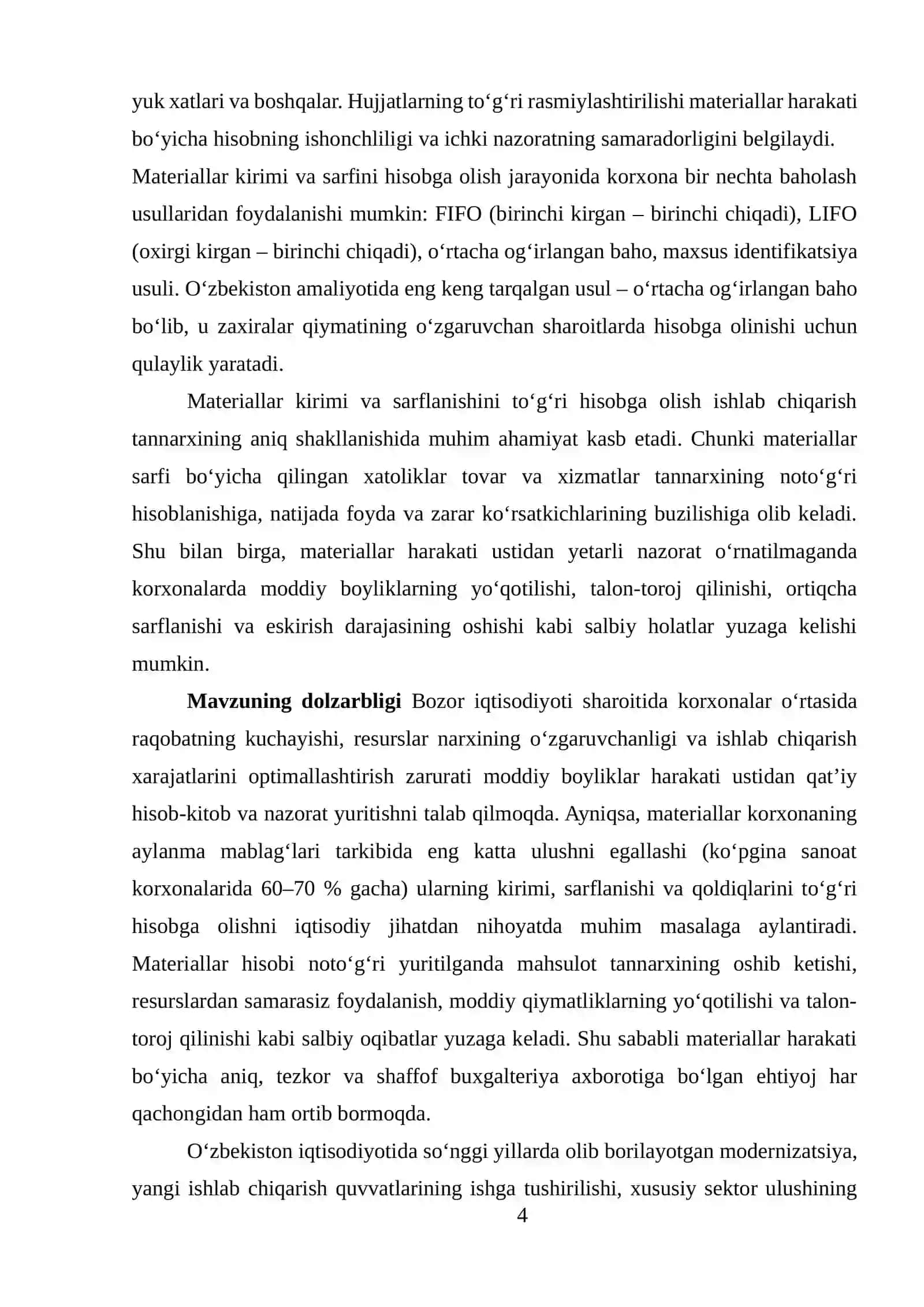Materiallar kirimi va sarflanishi buxgalteriyada hisobga olish 4