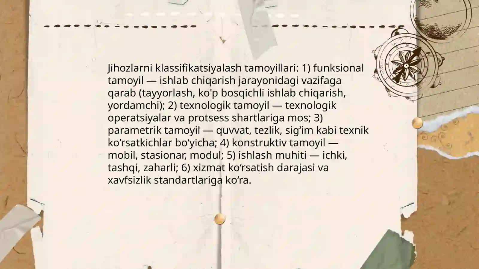 TEXNOLOGIK JIXOZLARGA BO’LGAN TALABNI ANIQLASH 4