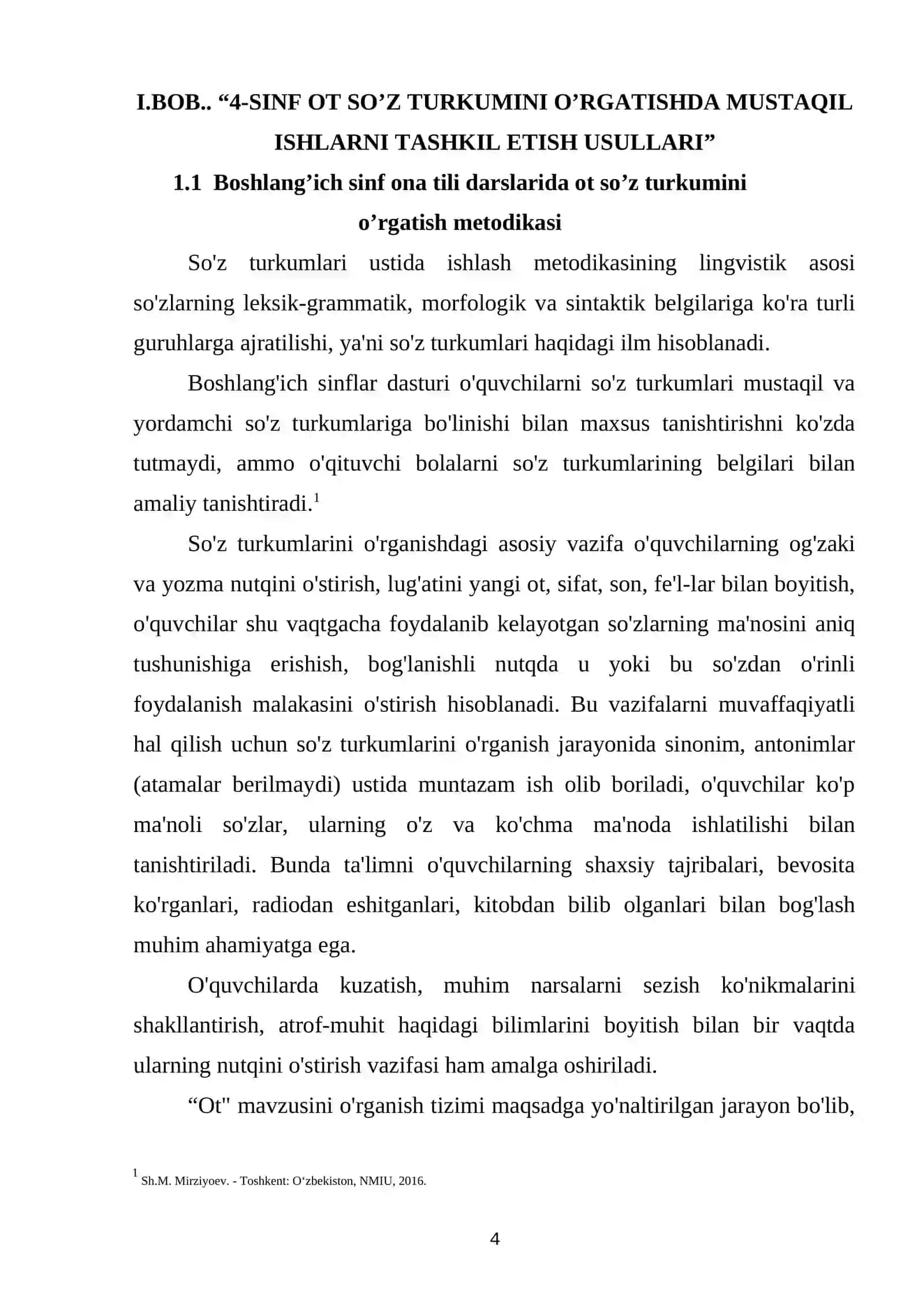 4-SINF ONA TILI VA O’QISH SAVODXONLIGI DARSLARIDA “OT” MAVZUSINI O‘RGATISHDA O‘QUVCHILARNING YOZMA NUTQINI O‘STIRISH METODLARI 4