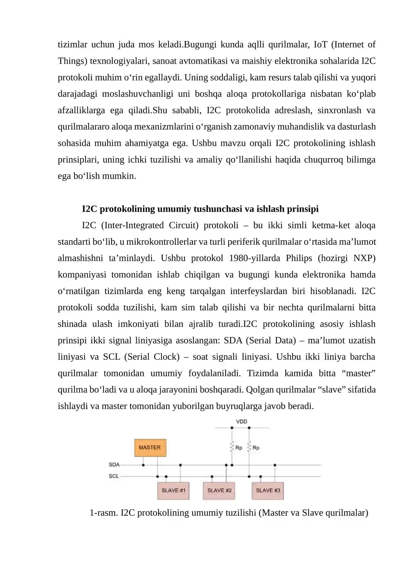 I2C protokolida adreslash, sinxronlash va qurilmalararo aloqa mexanizmi 4
