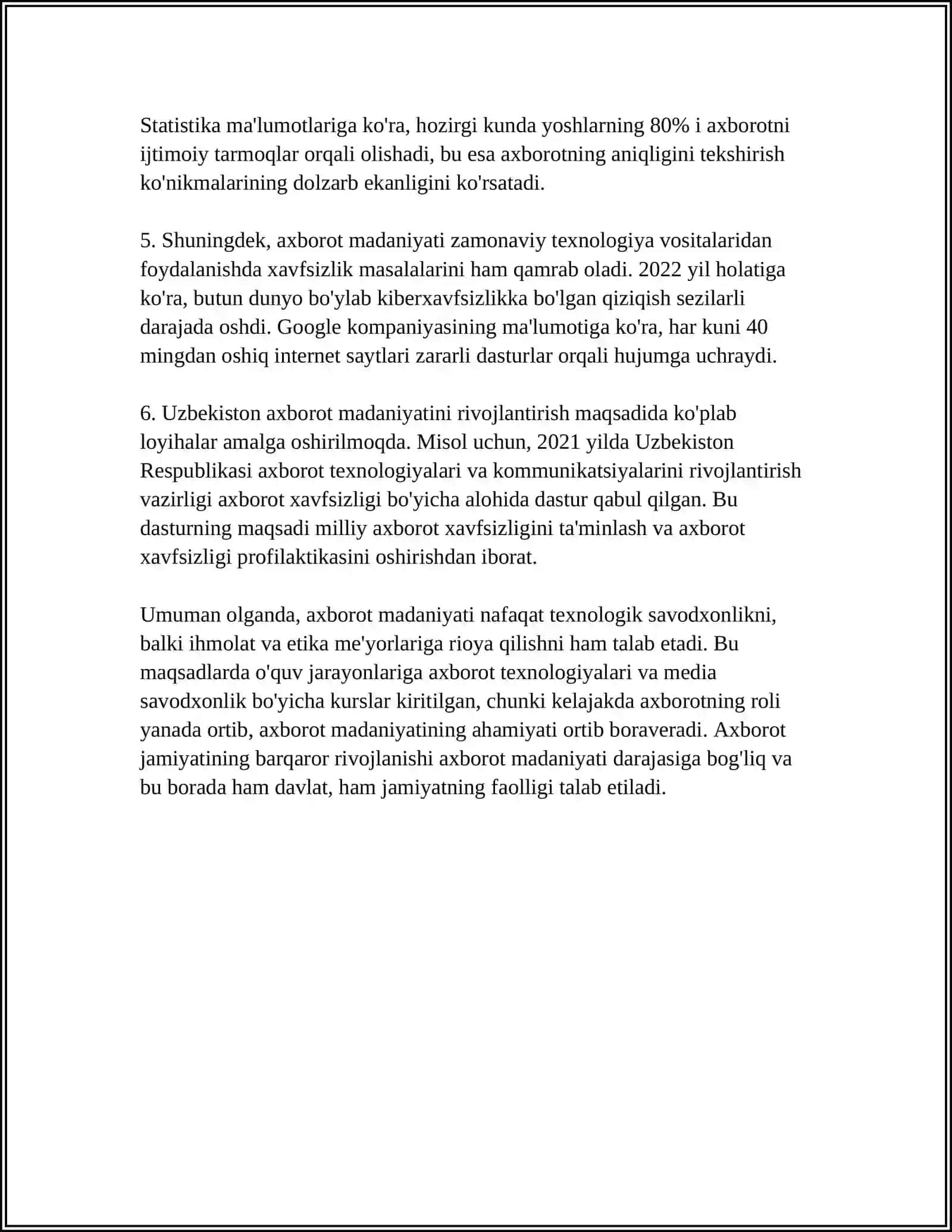 AXBOROT MATNLARI USTIDA ISHLASH VA MEDIA MADANIYAYI HAQIDA TUSHUNCHA 4