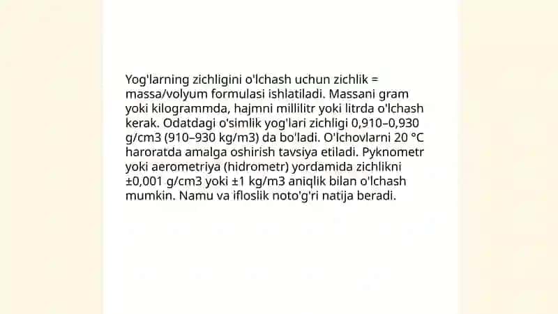Yog'larning fizik xossalari 4