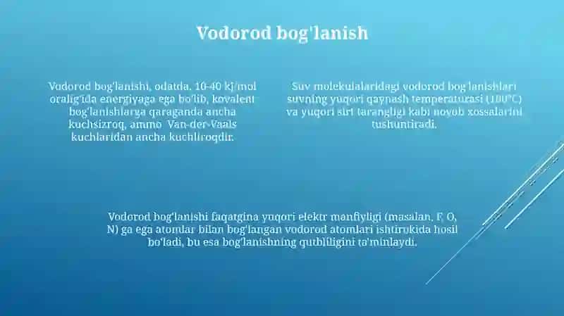 Kimyoviy bogʻlanish. Kimyoviy bogʻlanishning asosiy turlari 4