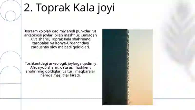 Toshkent va Xorazmda joylashgan arxeologik yodgorliklar 4
