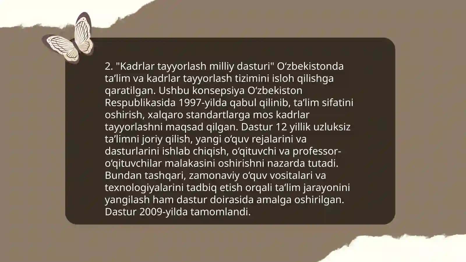 Ta'lim töğrisida"gi Qonuni va Kadrlar tayyorlash milliy dasturi 4