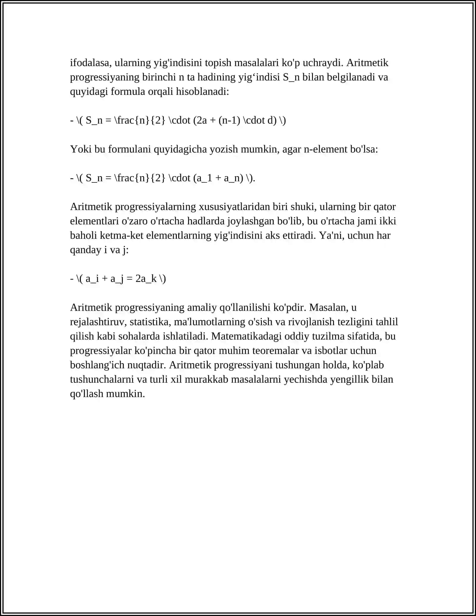 ARIFMETIK VA GEOMETRIK PROGRESIYALAR 4