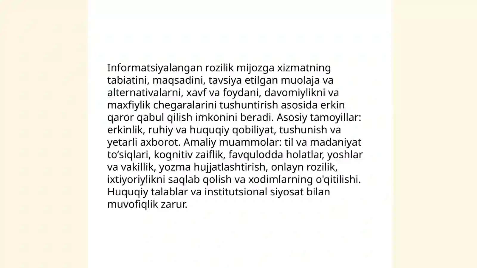 Turli mijoz va guruhlar bilan ijtimoiy ish olib borish amaliyoti etik masalalar 4