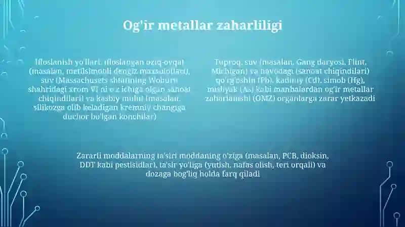 Zararli moddalarni odam organizmiga tasir qilishi 4