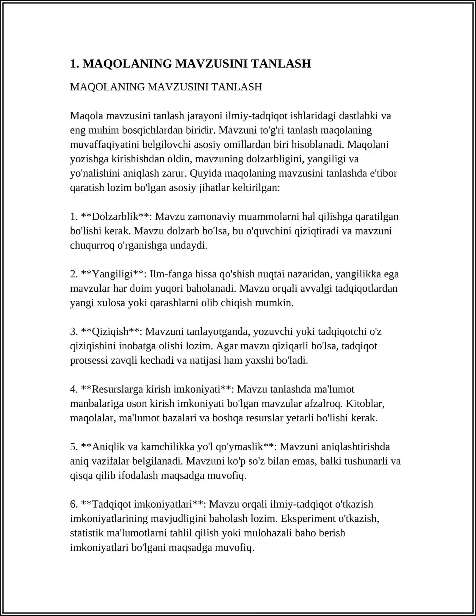 MAQOLADA MUALIFLAR ROʻYXATI, ANNOTATSIYA, KALIT SOʻZLARNI SHAKILLANTRISH 4