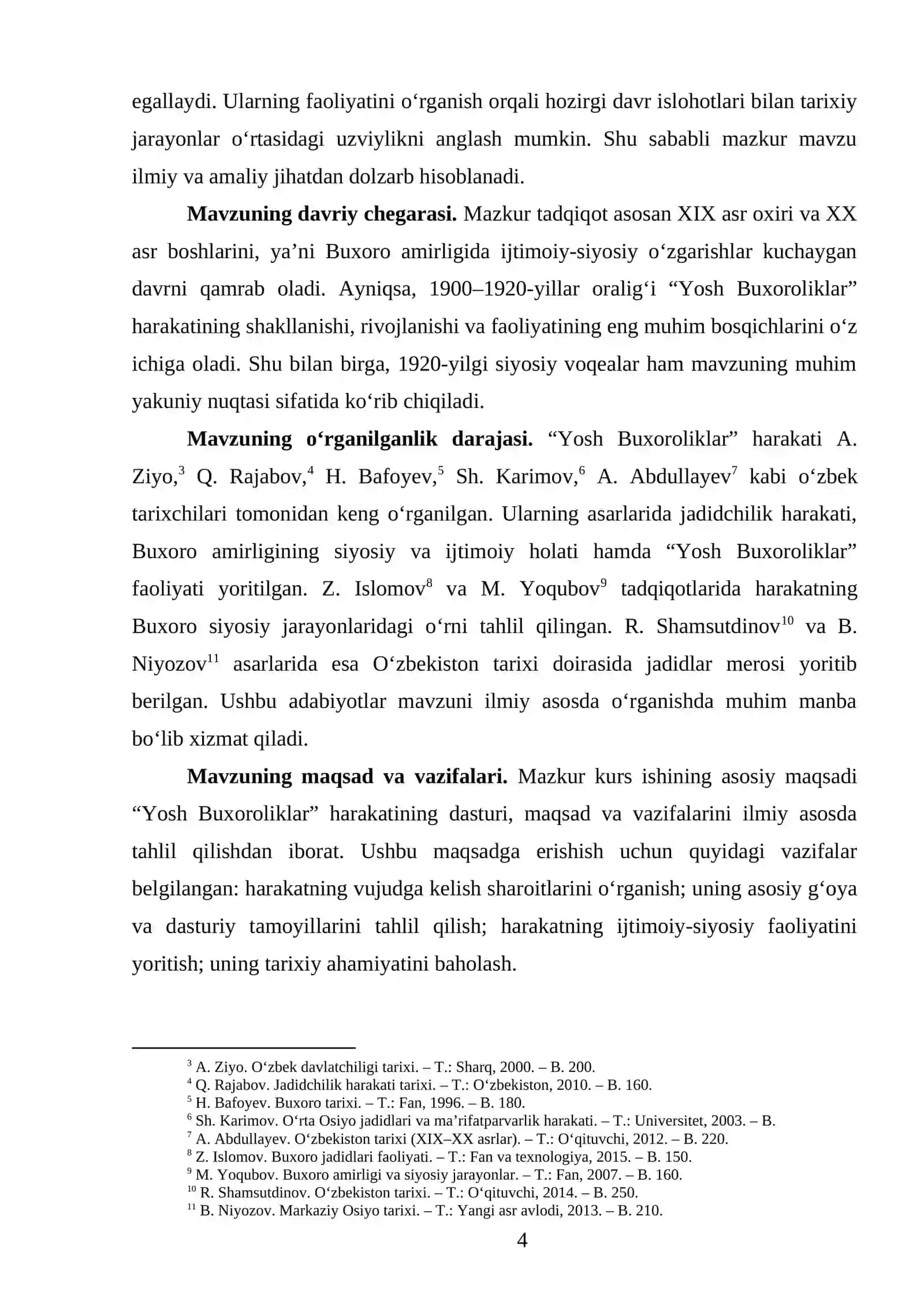 “Yosh Buxoroliklar” harakatining dasturi, maqsad va vazifalari. 4