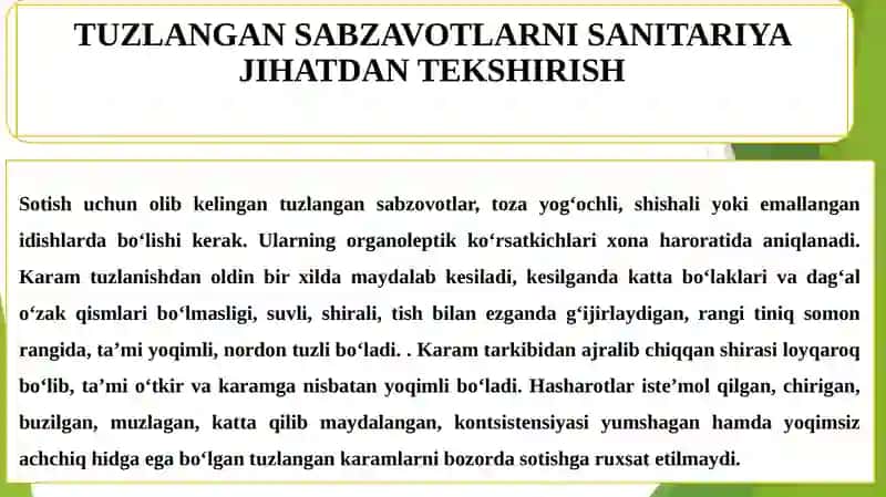 OZIQ OVQAT MAHSULOTLARNI VETERINARIYA SANITARIYA EKSPERTIZASI 4
