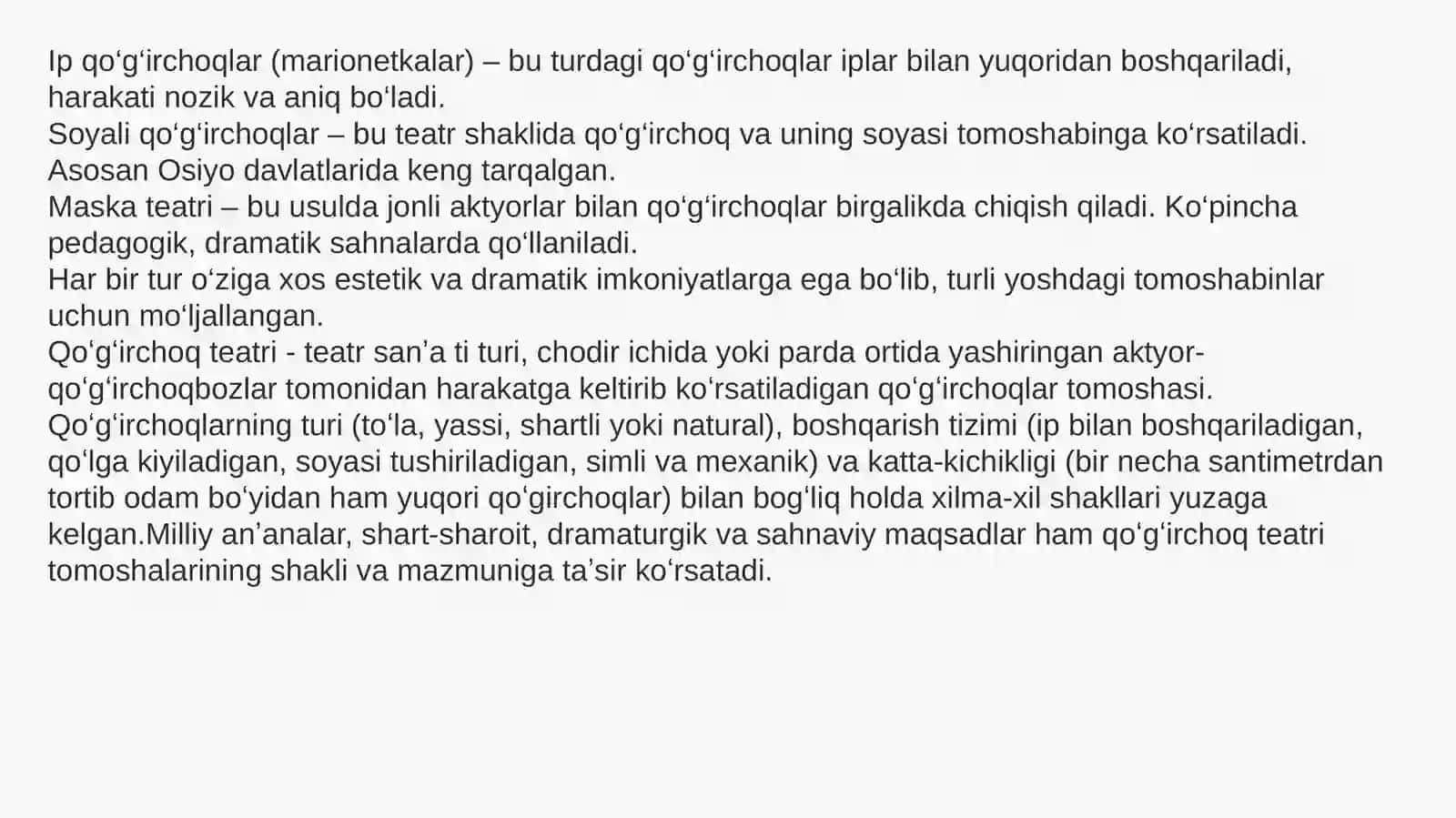 Qoʻgʻirchoq teatr turlari va paydo boʻlish tarixi 4