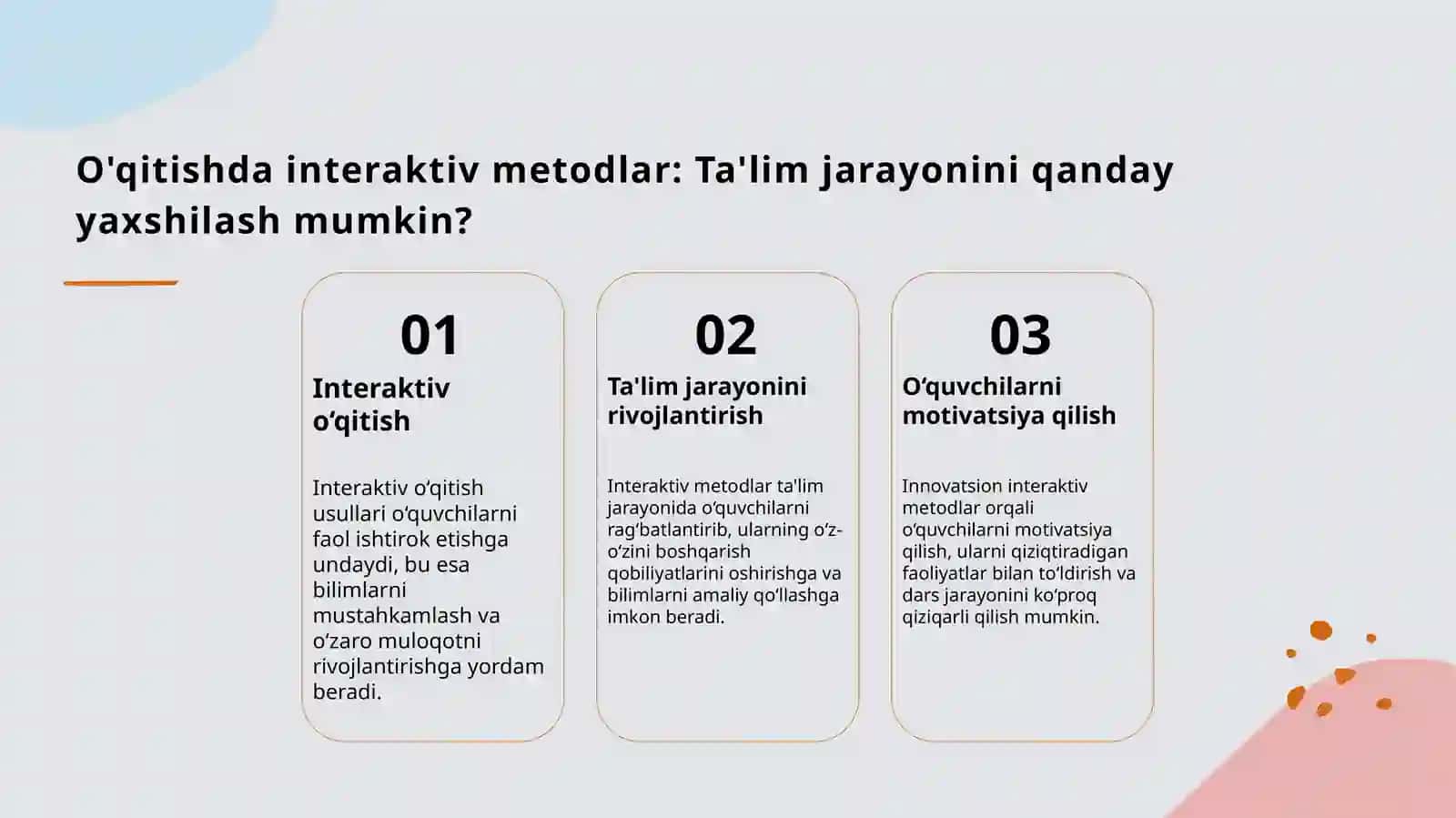 Pedagogik texnologiyalarni joriy etish 4