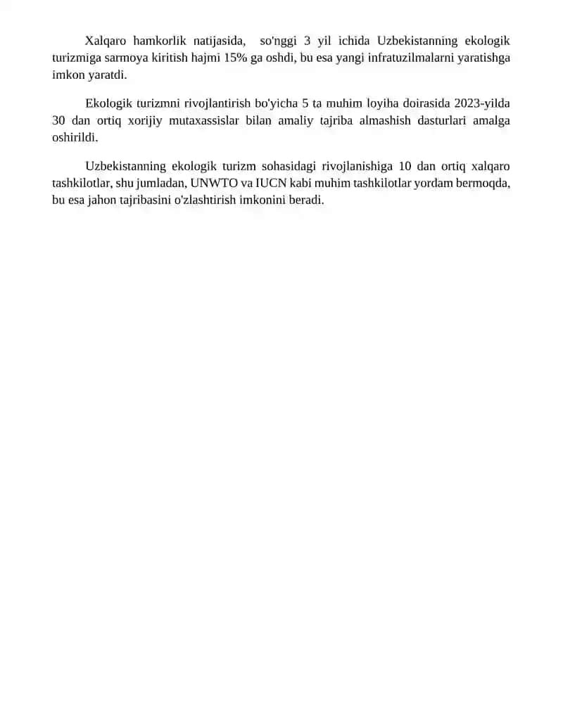 Ekologik turizmni rivojlanish tendensiyalari va mavjud imkoniyatlari 4