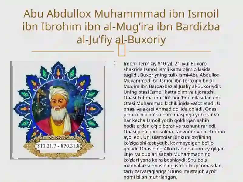 Imom Buxoriy va Imom Termiziy hadis ilmiga qo’shgan hissalarini qiyosiy tahlili 4