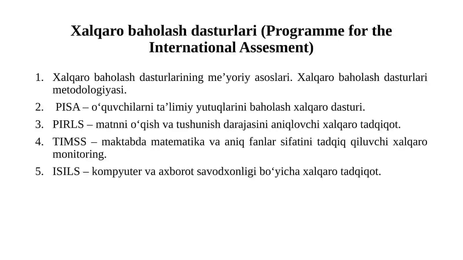 Xalqaro ta'limning maqsadi 4