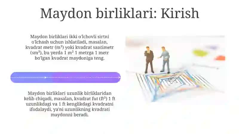 Uzunlik va maydon birliklari o'rtasidagi munosabatlar 4
