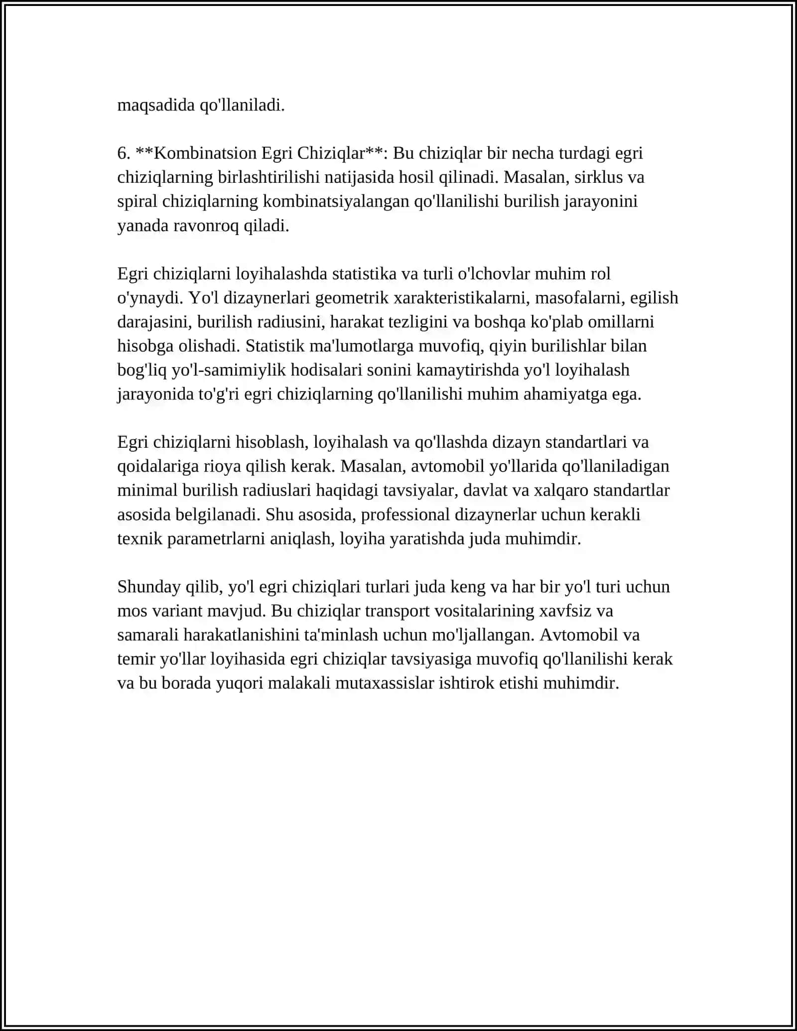 AVTOMOBIL YO'L EGRILIKLARI VA ULARNI TURLARI 4