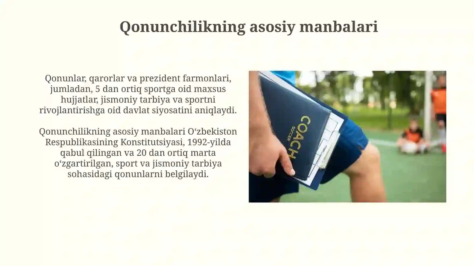 Jismoniy tarbiya va sportda qonun hujjatlariga umumiy tavsif 4