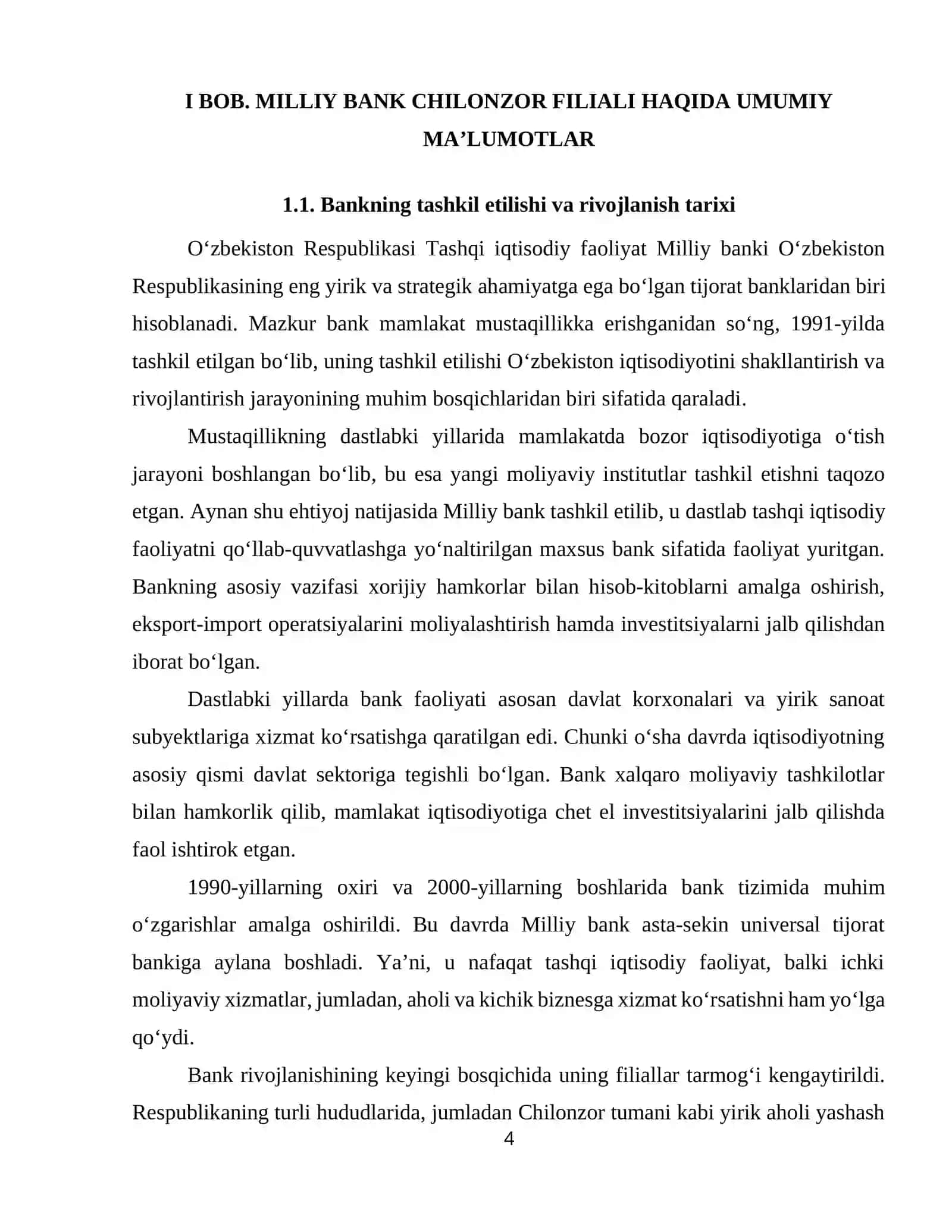 MILLIY BANK CHILONZOR FILIALI amaliyot hisoboti 4