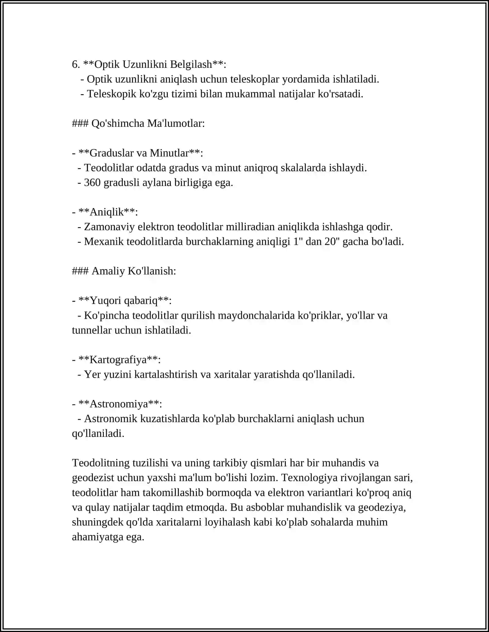TEODOLIT YORDAMIDA BURCHAKLARNI O'LCHASH 4
