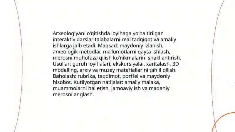 Arxeologiyani òqitishda interaktiv metodlar by Ahmadjonov Abdulaziz 4