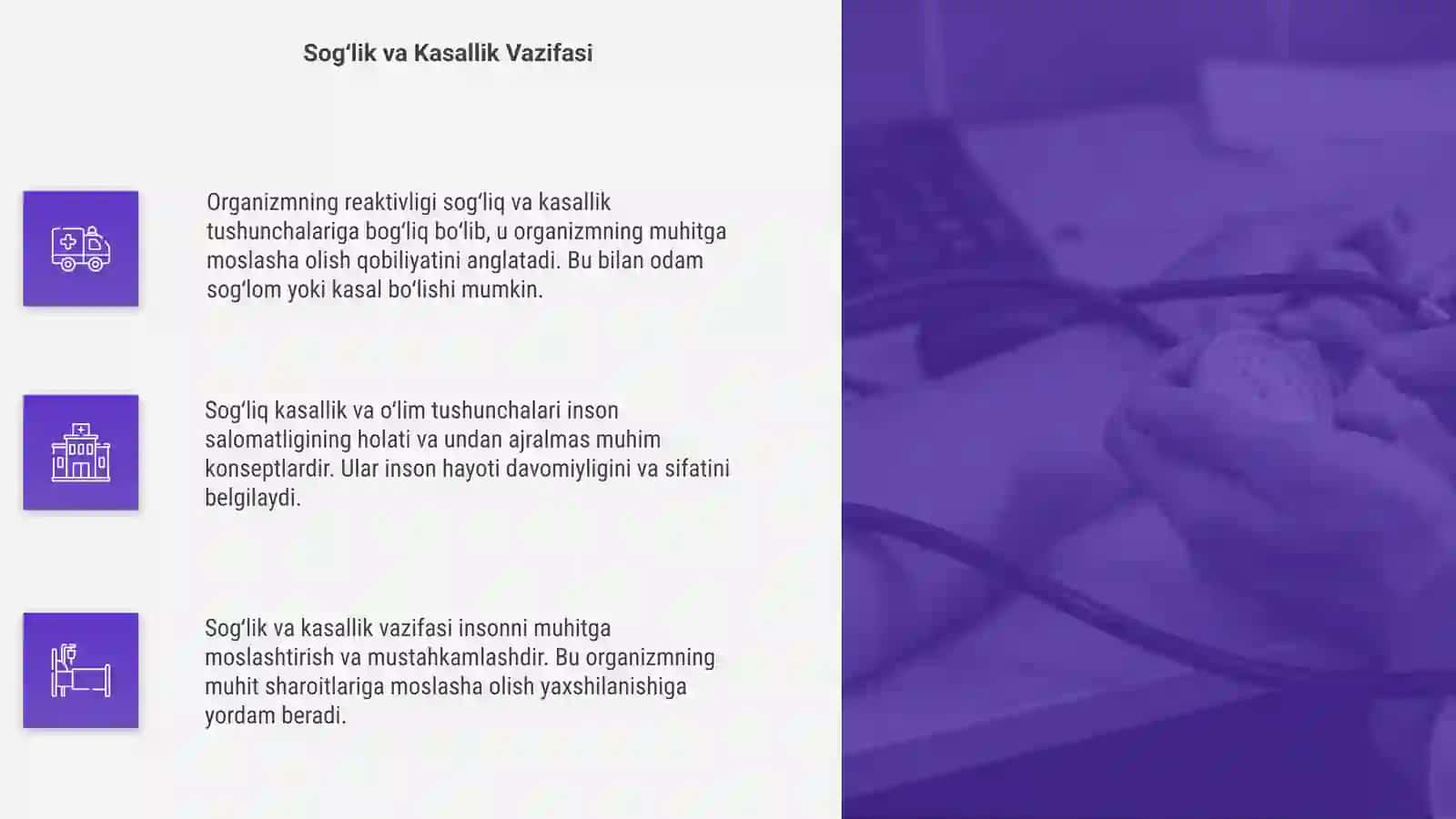 Organizmning reaktivligi Sogʻlik kasallik va o‘lim tushunchalari 4