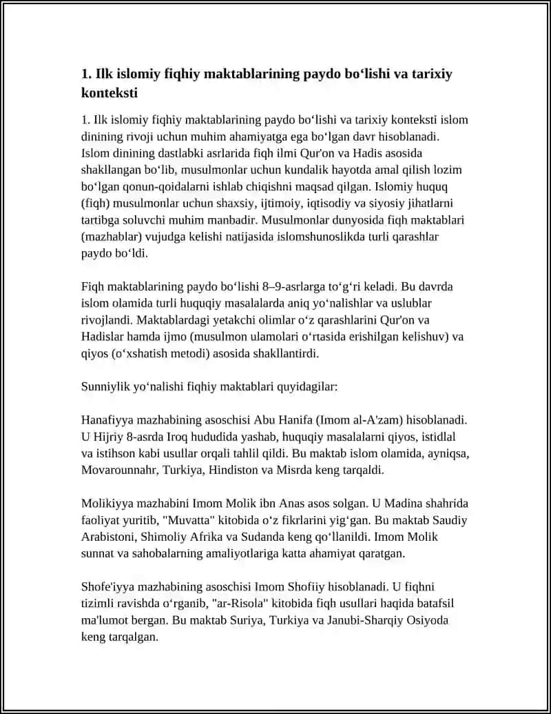 ILK ISLOMIY FIQHIY MAKTABLARINING SHAKLLANISH TARIXI VA ULARNING TASNIFI 4
