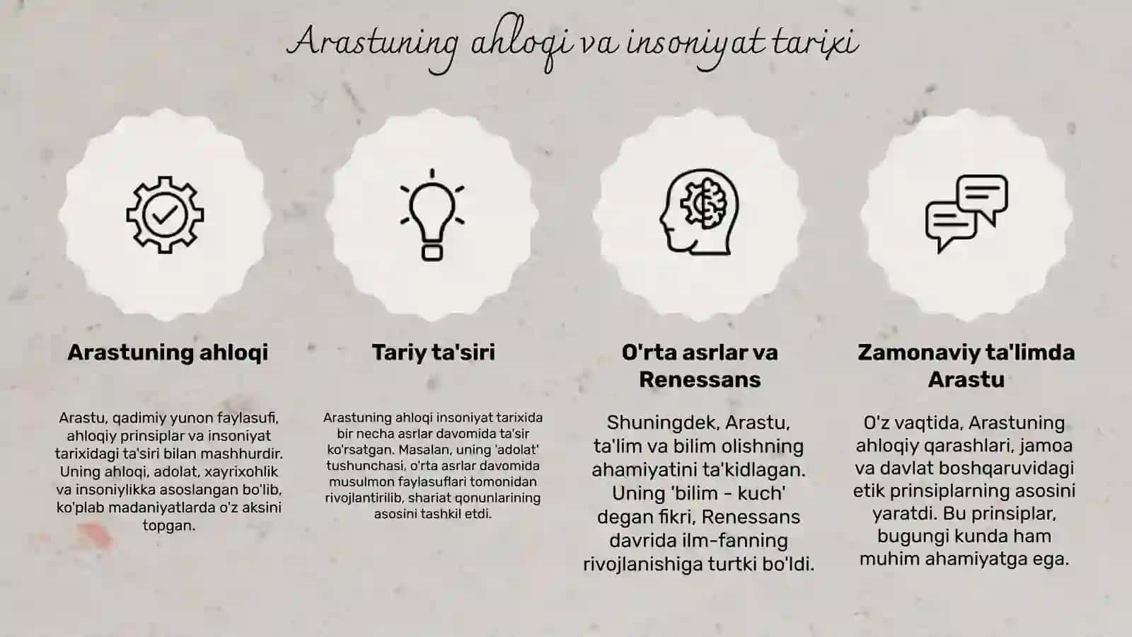 Arastuning Axloqi kabir asari tahlili 4