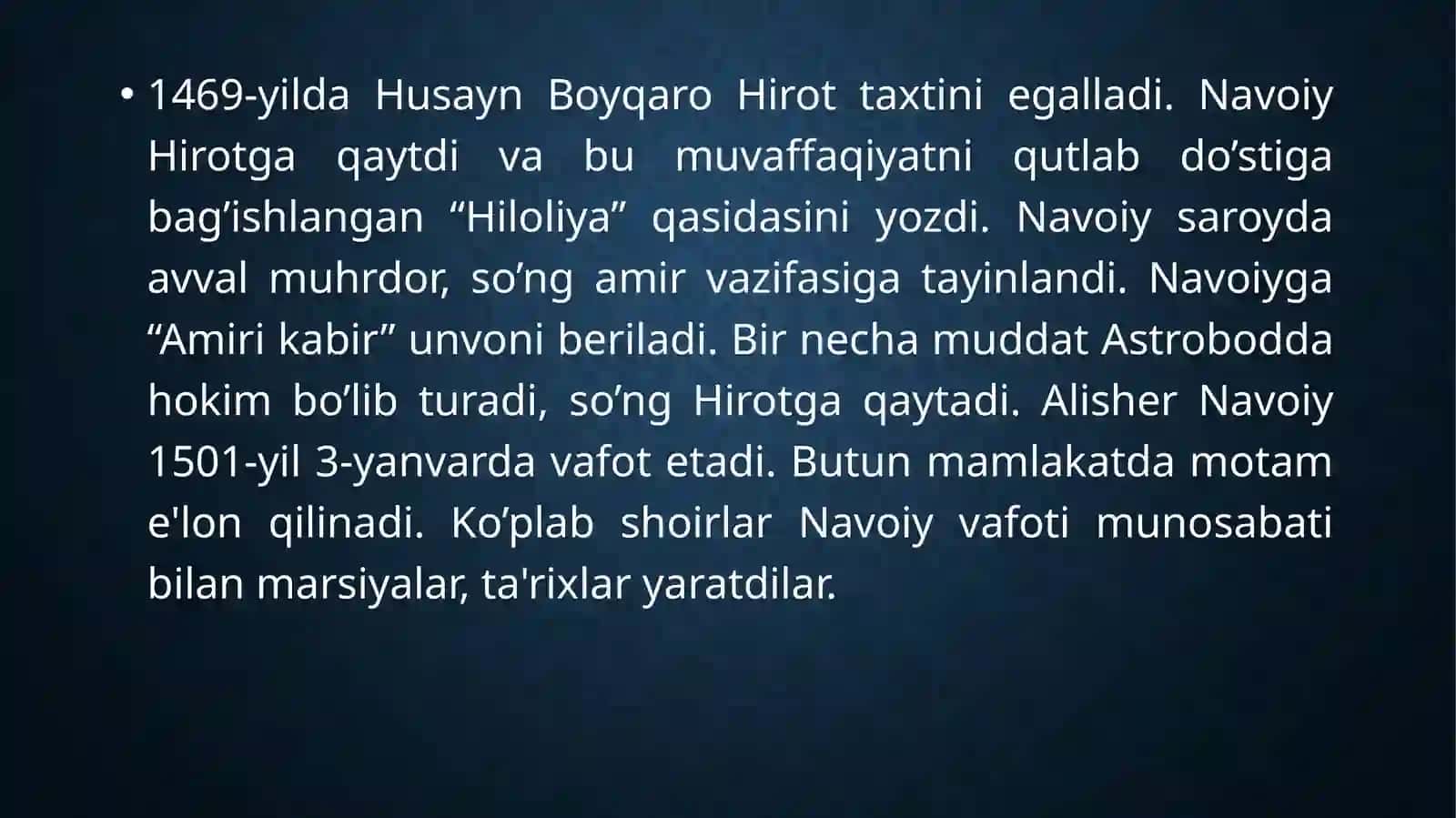 4-MA’RUZA: O‘zbek adabiyoti tarixida Navoiyning xizmatlari 4