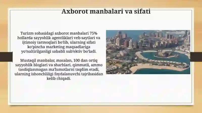 Turizm sohasiga doir axborotlarning xossalari 4