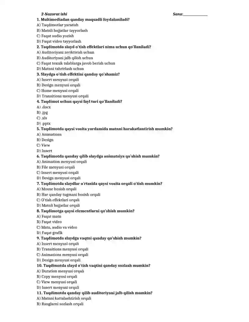 7-sinf informatika test yillik 4
