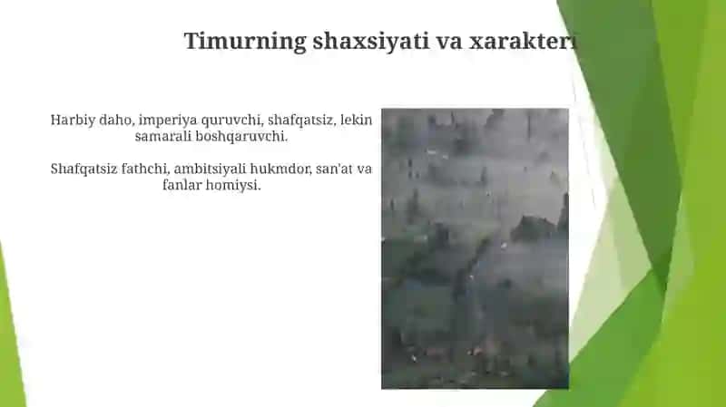 Amir Temur hayoti, janglari, qilgan ishlari, shaharsozlik haqida 4