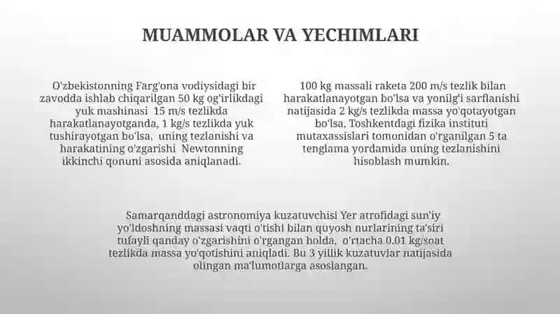 O'zgaruvchan Massali Jism Harakati 4