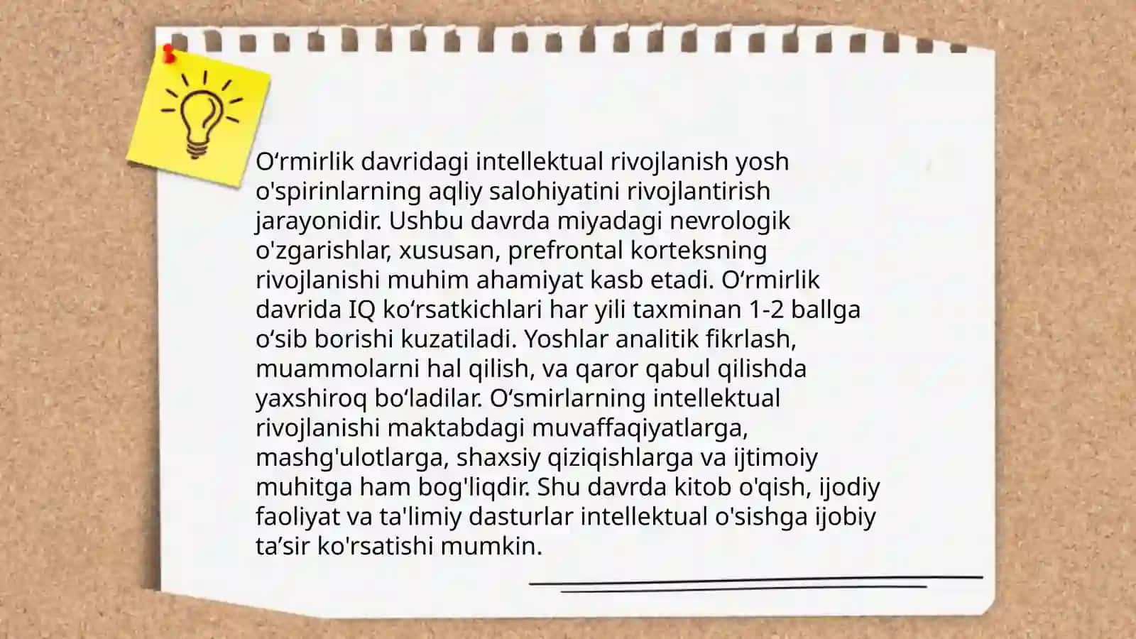 Oʻrmirlik davridagi psixik rivojlanishning umumiy tavsifi 4