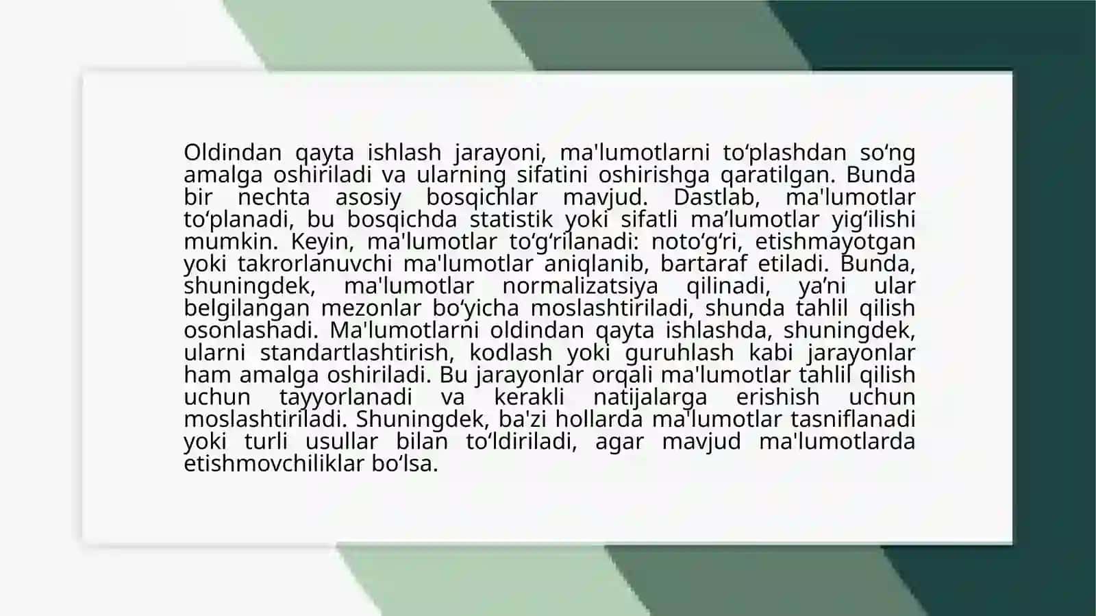 Ma'lumotlar Tayyorlash va Oldindan Qayta Ishlash 4