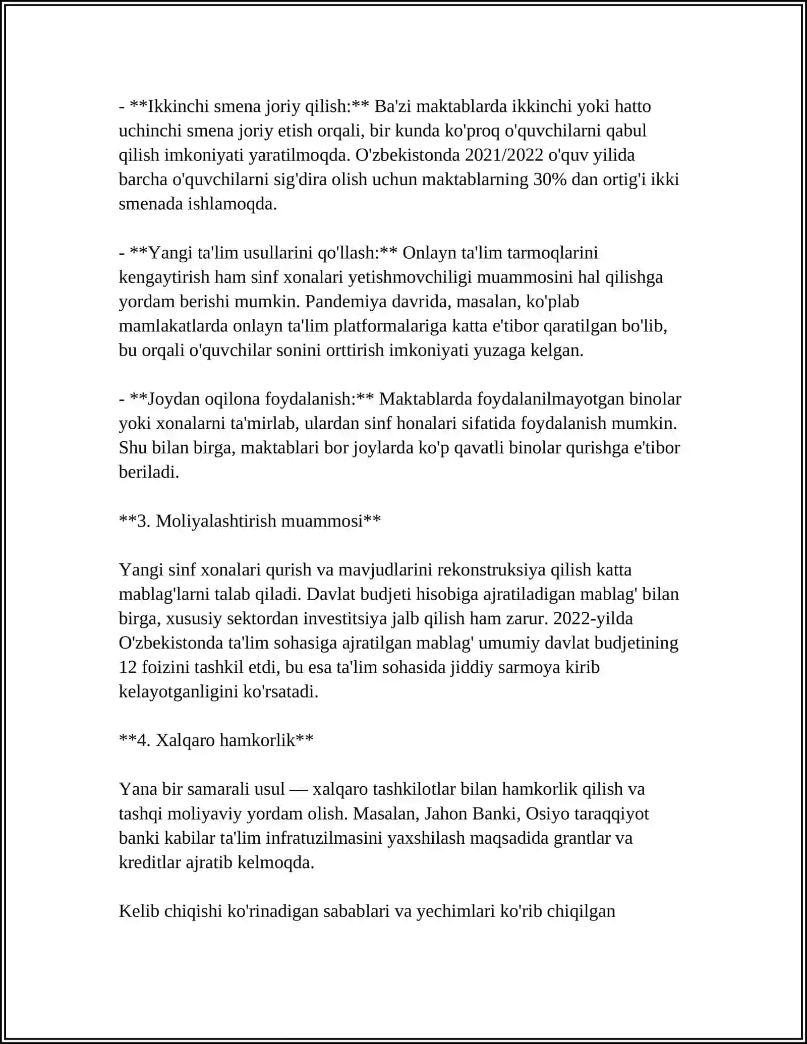 MAKTABLARDA UCHRAYOTGAN MUAMMOLAR VA ULARGA YECHIM HAMDA TAKLIFLAR 4