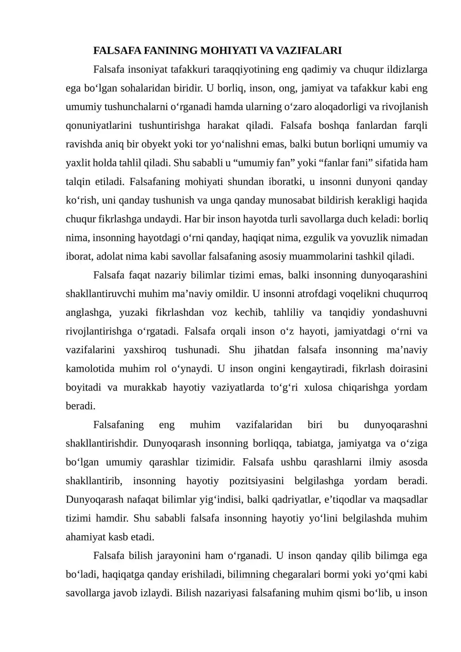 FALSAFANING BOSHQA FAN SOHA MUTAXASSISLARI UCHUN AHAMIYATI 4