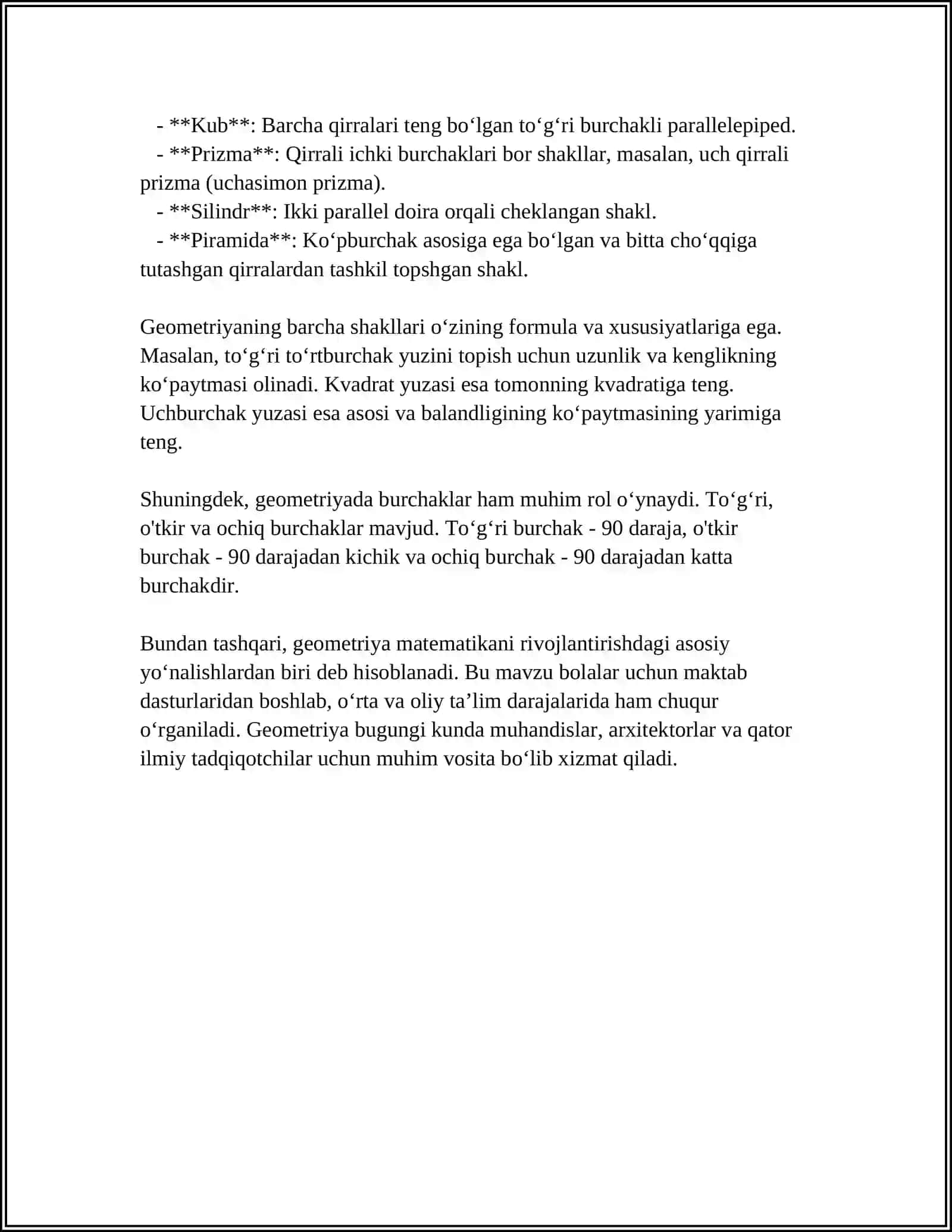 REFERAT: GEOMETRIK TASVIRLAR VA SIMMETRIYA TUSHUNCHASI 4