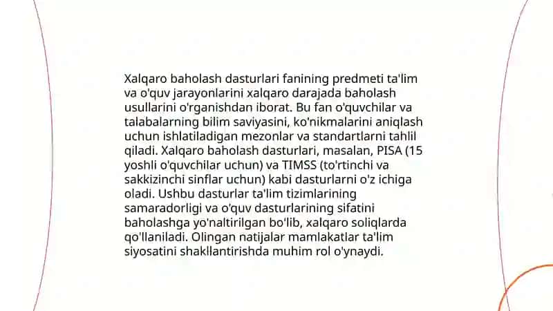 Xalqaro baholash dasturlari 4