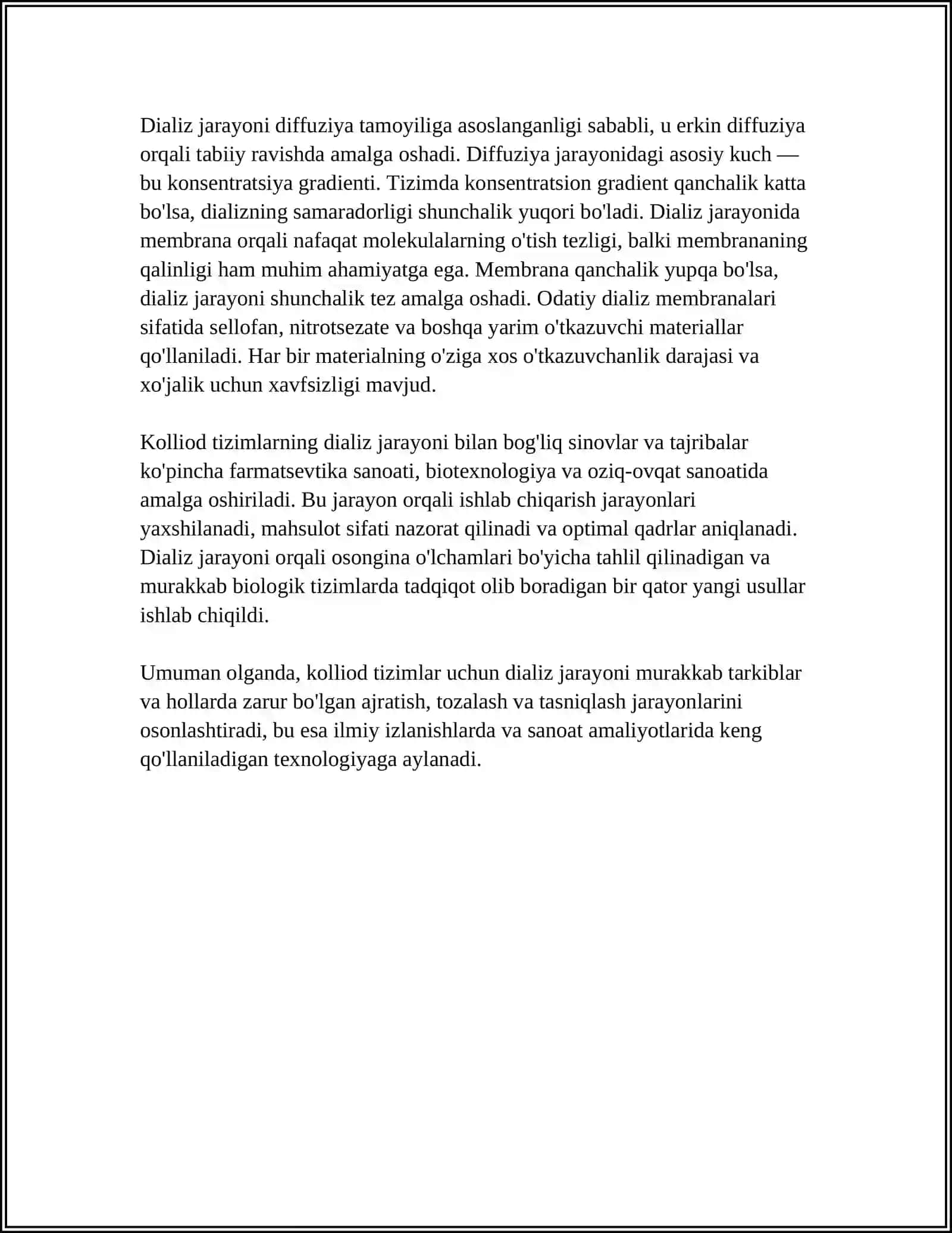 KOLLOID SISTEMALARNI DIALIZ YOLI BILAN TOZALASH 4