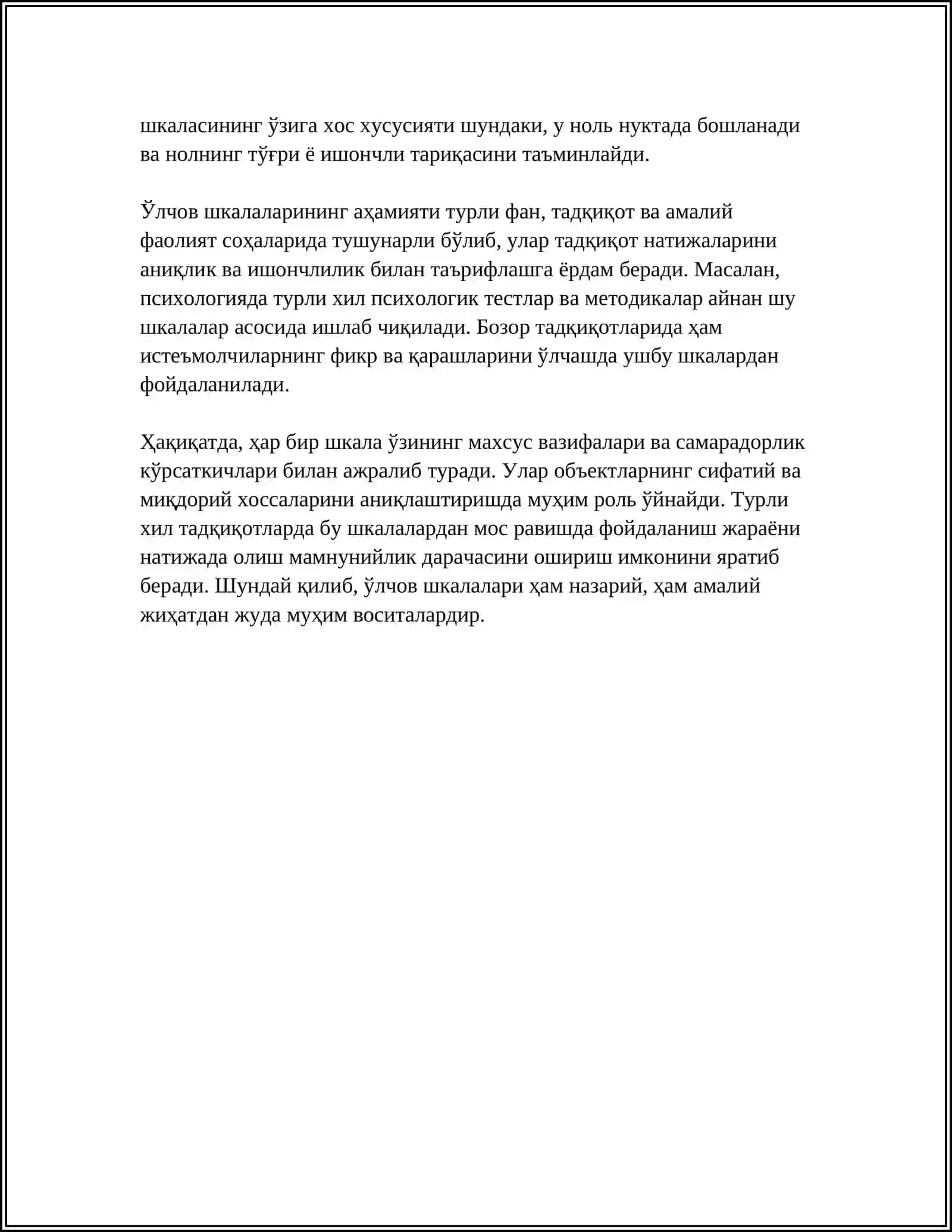 OʻLCHOV SHKALARI UCHUN TAVSIFLOVCHI STATISTIKA 4