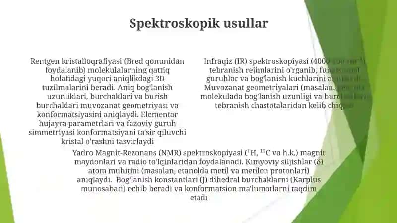 Muvozanatdagi konfiguratsiya va malekulalar konformatsiyasi 4