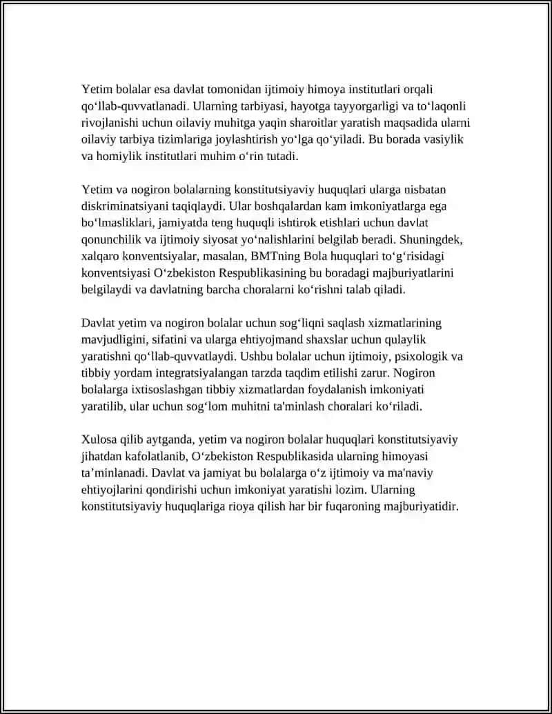 Yetim va Nogironlar Bolalar Huquqlari 4