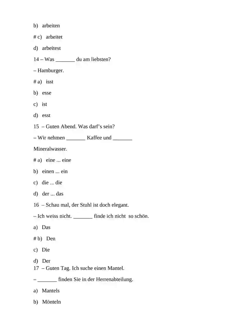German Language Exam Questions 4