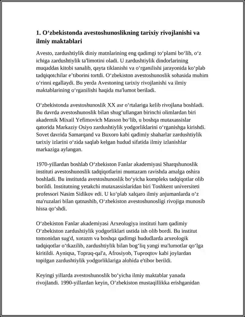 Oʻzbekistonda Avestoshunoslikning tarixiy rivojlanishi va ilmiy maktablari 4