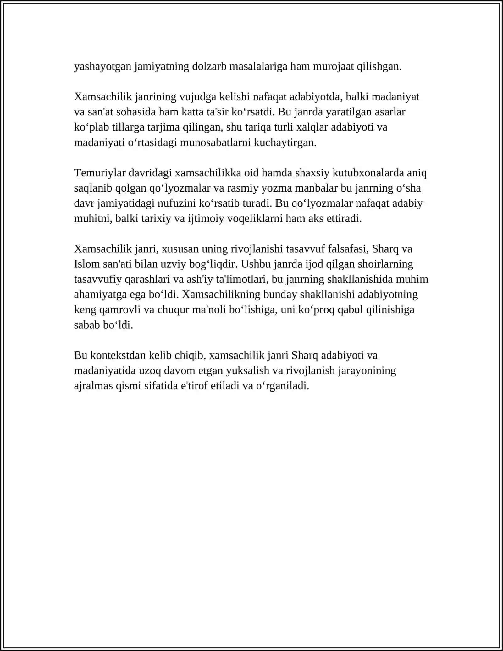Xamsachilik janrining vujudga kelishi 4