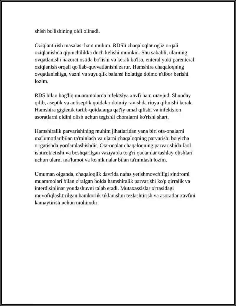 CHAQALOQLIK DAVRI KASALLIKLARIDA HAMSHIRALIK PARVARISHI 4