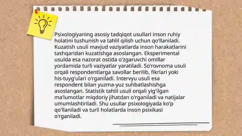 Psixologiyaning fan predmeti,vazifalari,obyekti va ahamiyati 4